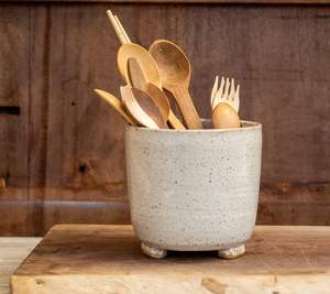 Pot à ustensiles en céramique écologique de style minimaliste |   Rangement pour cuillères, spatules et couverts |   Lave-vaisselle moderne pour la cuisine - Product Image 1