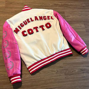 เสื้อแจ็กเก็ตบอมเบอร์ทีมเบสบอลผ้าวูลแขนเสื้อหนังแบบเลตเทอร์แมนสำหรับผู้ชายผ้ากำมะหยี่ปักโลโก้ด้านหน้าสำหรับฤดูหนาว - Product Image 4