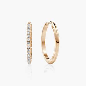 Boucles d'oreilles créoles en argent sterling 925 pour femmes, élégantes et mignonnes, avec moissanite taille brillant rond, plaquées or rose - Product Image 1