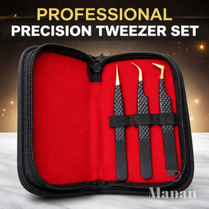 Juego de Pinzas de Precisión para Extensión de Pestañas Profesionales de Alta Calidad, Punta Dorada, Antideslizantes, de Acero Inoxidable, Ligeras, con Estuche - Product Image 2