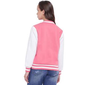 Latest Fashion Varsity Jackets for <b>Women</b> Double Color Design With Leather Sleeves Winter Wear Jackets OEM Service - Product Image 4