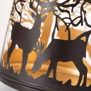 High Demand Luxury Home Christmas Decor Festive Metal Craft Deer Cutout Cylinder <b>Candle</b> <b>Lantern</b> <b>Holder</b> Alternative Price Sale - Product Image 2