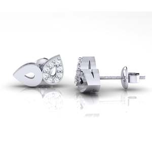 Pendientes de Oro Certificado de 14Kt/18Kt con Forma de Pera y 16 Diamantes Reales, Peso Total de 0.07ct - Product Image 2