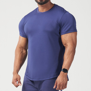 Camiseta de palangre para hombre de calidad profesional, camisetas de palangre ajustadas para hombre, 180 gramos de algodón, dobladillo curvo más largo, ropa informal para gimnasio muscular - Product Image 6