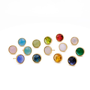 Peridot Hydro Quartz Gold Plated Birthstone <b>Stud</b> <b>Earrings</b> Trendy Wholesale Supply Jewelry Collet Set Jewelry <b>Studs</b> <b>Earring</b> - Product Image 4