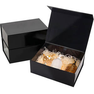 Caja de regalo grande para regalo, 12x9x4,3 pulgadas, caja de regalo negra con tapa magnética, caja de regalo plegable negra grande con cintas - Product Image 1
