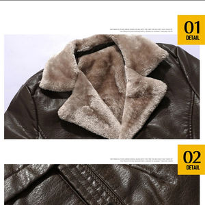 Veste en cuir PU hommes Style Long solide hommes Streetwear polaire décontracté hommes vêtements poches poitrine cuir manteau Outwear - Product Image 6