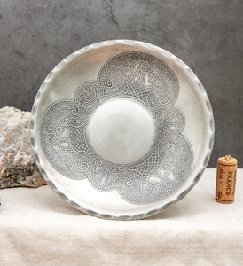 Elegant Vintage Pewter Pedestal Cake Stand <b>Resin</b> Epoxy <b>Mold</b> Metal Display for Weddings Special Etched Design --- Cake Tool - Product Image 3