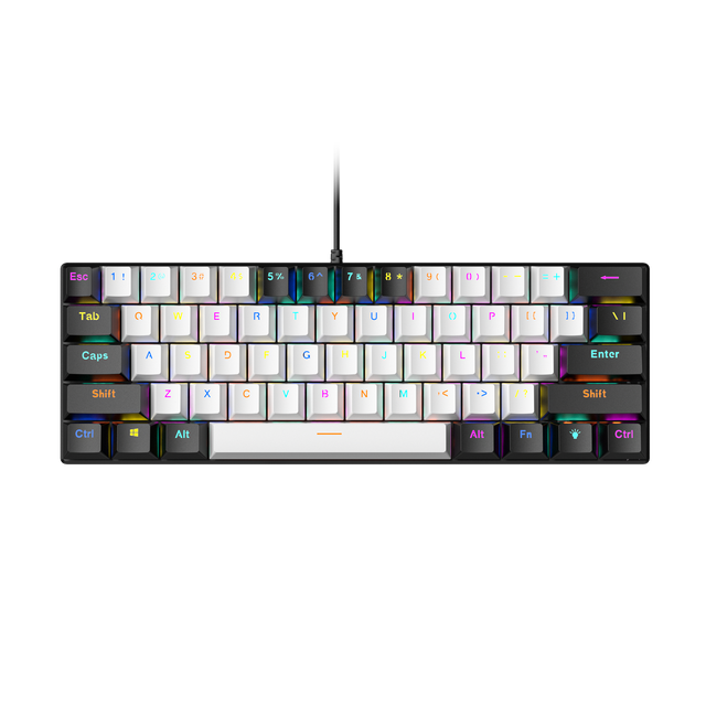 AMZ Hot Sale 61-Key 60% Mechanical Gaming Keyboard with RGB Backlit USB Type-C Hot-Swap Plug&Play BD61