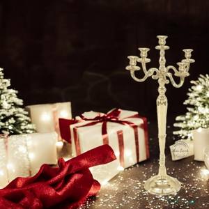 Elegante candelabro de plata con 3 brazos, perfecto para bodas y decoración del hogar, características brillantes, diseño duradero - Product Image 5