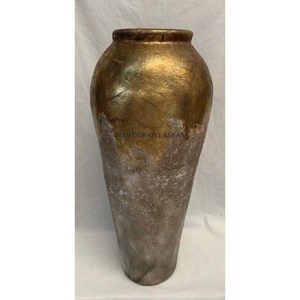 Vase à fleurs plaqué or de haute qualité en métal robuste de concepteur Standard simple pour la décoration de table de mariage et de fête d'Inde - Product Image 1