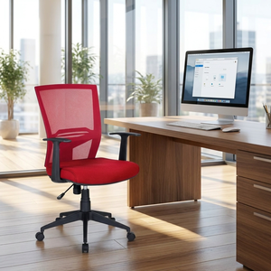 New Orleans Red Modern Style Mesh Task Office <b>Chair</b> Adjustable Headrest Ergonomic Swivel <b>Chair</b> Foam Fabric PP Aluminium PU - Product Image 2