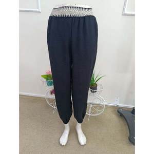 Pantalon drapé à taille haute élastique pour femme avec détail ceinture, Pantalon Pera, 37380 - Noir - Product Image 6