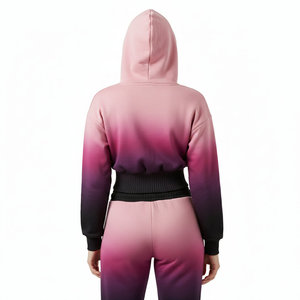 Sudadera con Capucha de Diseño Personalizado para Mujer, Cintura Alta, Estilo Corsé, Hombros Caídos, Top Corto, Sudadera de Felpa de Algodón Grueso - Product Image 3