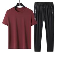 Ensemble de t-shirts pour hommes en polyester/coton, grande taille, décontracté, respirant, imprimé en sérigraphie avec logo personnalisé OEM, été, fin et ample