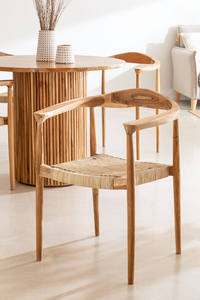 Haute qualité Royal luxe moderne en bois sculpté à la main salle à manger chaise ensemble artistique teck acajou Suar bois rotin salon hôtel - Product Image 5