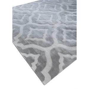 Tapis en laine et viscose à motifs géométriques gris et noir, tuftés à la main, pour usage domestique - Top-7096 - Product Image 2