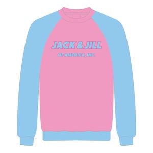 Jack e Jill of America rosa maniche Raglan felpa blu ciniglia ricamo nero organizzazioni professionali civiche abbigliamento - Product Image 2