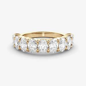 1,35 quilates corte ovalado Moissanite media eternidad boda banda oro amarillo a juego elegante anillo apilable para mujer joyería nupcial - Product Image 1