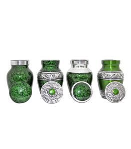 Green Keepsake Urns - Cremation Urns <b>for</b> Human <b>Ashes</b> Set of 4 with Black <b>Box</b> & Bags - Handcrafted Green Urns <b>for</b> Women - Mini - Product Image 1