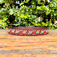 Cinturón Unisex Premium de Cuero Genuino Hecho a Mano con Diseño de Bordado Western, Longitud Personalizada, Hebilla de Latón, Estilo Casual con Flor del Desierto, 30MM