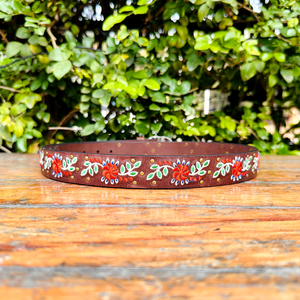 Ceinture en cuir véritable fabriquée à la main unisexe de qualité supérieure conception de broderie occidentale longueur personnalisée en laiton pour boucle fleur du désert décontractée - Product Image 3