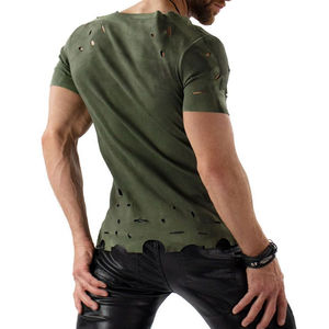 Personalizado de alta calidad Distress Ripped camiseta gimnasio camisa para hombres de gran tamaño 100% algodón gráfico gimnasio camiseta desgastada al por mayor - Product Image 2