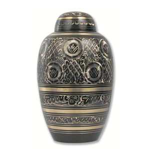 Crémation en métal en laiton pour cendres humaines, urnes commémoratives imprimées de forme ronde pour fournitures funérailles au prix de gros - Product Image 3