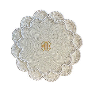 แผ่นรองจานลูกปัดแบบปักลายทรงกลมสำหรับตกแต่งงานอีเว้นท์โต๊ะรับประทานอาหาร - Product Image 2