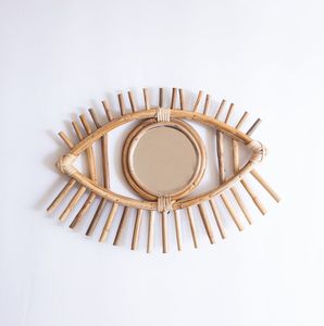 Espejo de decoración de Ojos de ratán de tamaño personalizado de estilo antiguo hecho a mano en Vietnam para sala de estar o dormitorio, espejo colgante de Material de madera - Product Image 2