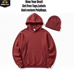 ONSTYLE SPORTS Spring Vintage Oversized Hoodie <b>Beanie</b> Set Warm <b>Fleece</b> Hoodie and Knit <b>Beanie</b> - Product Image 5