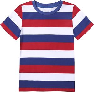 Suministro de fabricante de ropa Ropa para niños Camiseta a rayas de manga corta para niños y niños pequeños Camiseta de cuello redondo de algodón para niños - Product Image 1