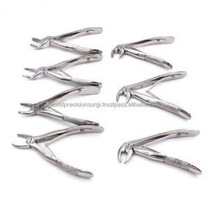 Kit de forceps d'extraction dentaire pour enfants, 7 pièces, pour incisives supérieures et inférieures, prémolaires, molaires, racines (pédiatrique), ergonomique, manuel, en acier inoxydable - Product Image 6