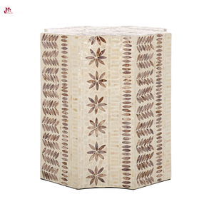 Taburetes Hechos a Mano con Incrustaciones Decorativas de Concha de Nácar Marrón para Espacios de Vida en Apartamentos - Product Image 6