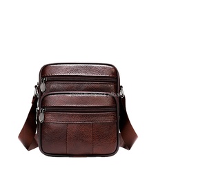 <b>Men</b> Genuine Leather <b>Small</b> Crossbody Messenger <b>Bag</b> Fashionable Handbag with Button Bow Rivet & Flower Decorations - Product Image 3