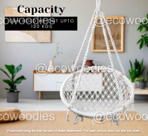 Silla Colgante de Ratán PE de Alta Calidad y Estilo Rústico, Hamaca, Muebles de Exterior para Patio o Dormitorio, con Cojín - Product Image 4