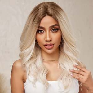 DWY BL66091-1 20 Inch for Ombre White <b>Long</b> Curly <b>Wig</b> with Transparent Lace Front Loose Wave Style for Women - Product Image 1