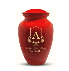 โกศใส่เถ้ากระดูกของมนุษย์สำหรับผู้ใหญ่โกศทองเหลืองสลักชื่อวันที่รูปร่างแบบกำหนดขนาดเองสีแดง - Product Image 3