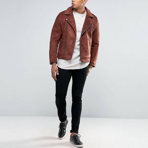 Best Selling <b>Men's</b> Slim <b>Suede</b> <b>Leather</b> High Street <b>Jacket</b> for Winter Customized Design Stand Collar Cow Skin Solid Color Plus - Product Image 4