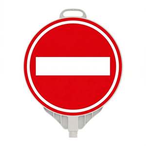 Panneau de signalisation routière réfléchissant ultra-rond de 38 cm, simple face, interdiction d'entrée, imprimé sur plaque - Product Image 1