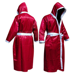 Bata de boxeo de satén clásica para competición y entrenamiento Bata de boxeo de cuerpo entero con lazo en la cintura y capucha - Product Image 1