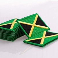 La bandera del país de Jamaica parche emblema nacional bordado hierro en, Bandera de Jamaica parche bordado