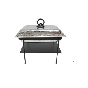 Plat à réchaud en métal au design martelé, très vendu, avec bouton design, forme personnalisée, idéal pour les mariages et les réceptions - Product Image 1