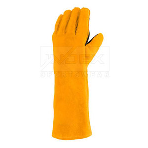 Gants de soudure en cuir Index Sportswear jaunes et noirs, durables, pour usage extérieur en hiver - Product Image 2