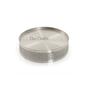 Plateau de service en métal argenté de forme ronde de qualité supérieure pour ustensiles de cuisine - Product Image 1