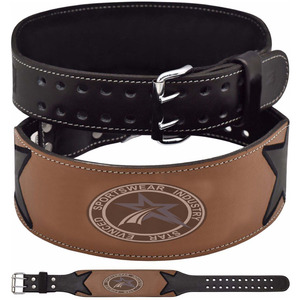 Ceinture d'haltérophilie en cuir de vachette naturel robuste personnalisée de 10mm d'épaisseur avec boucle à double broche et logo personnalisé - Product Image 3