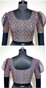 Blusa formal modesta de verano con patrón abierto frontal de nudo hermoso moderno Top listo para usar con estampado de seda bordado suave - Product Image 4