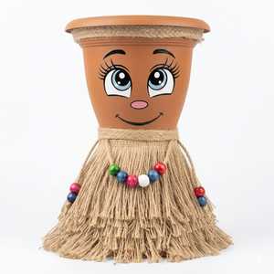 Handmade Bohemian Decorative Flower Pot Cute Face Design Jute Tassel Beaded <b>Planter</b> Indoor Outdoor Gift Pot - Product Image 2