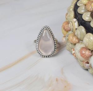 แหวนเงินสเตอร์ลิง925แหวนโรสควอตซ์925แหวนพลอยสีเงินสเตอร์ลิงเดือนแรกคลอดพลอยลูกแพร์เรียบของขวัญสำหรับเธอ - Product Image 4