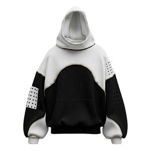 Winter Unisex Vintage Style Two-Tone <b>Oversized</b> Windproof <b>Fleece</b> Custom Heavyweight Double-Layered 100% Cotton Lined <b>Hoodie</b> Men - Product Image 5